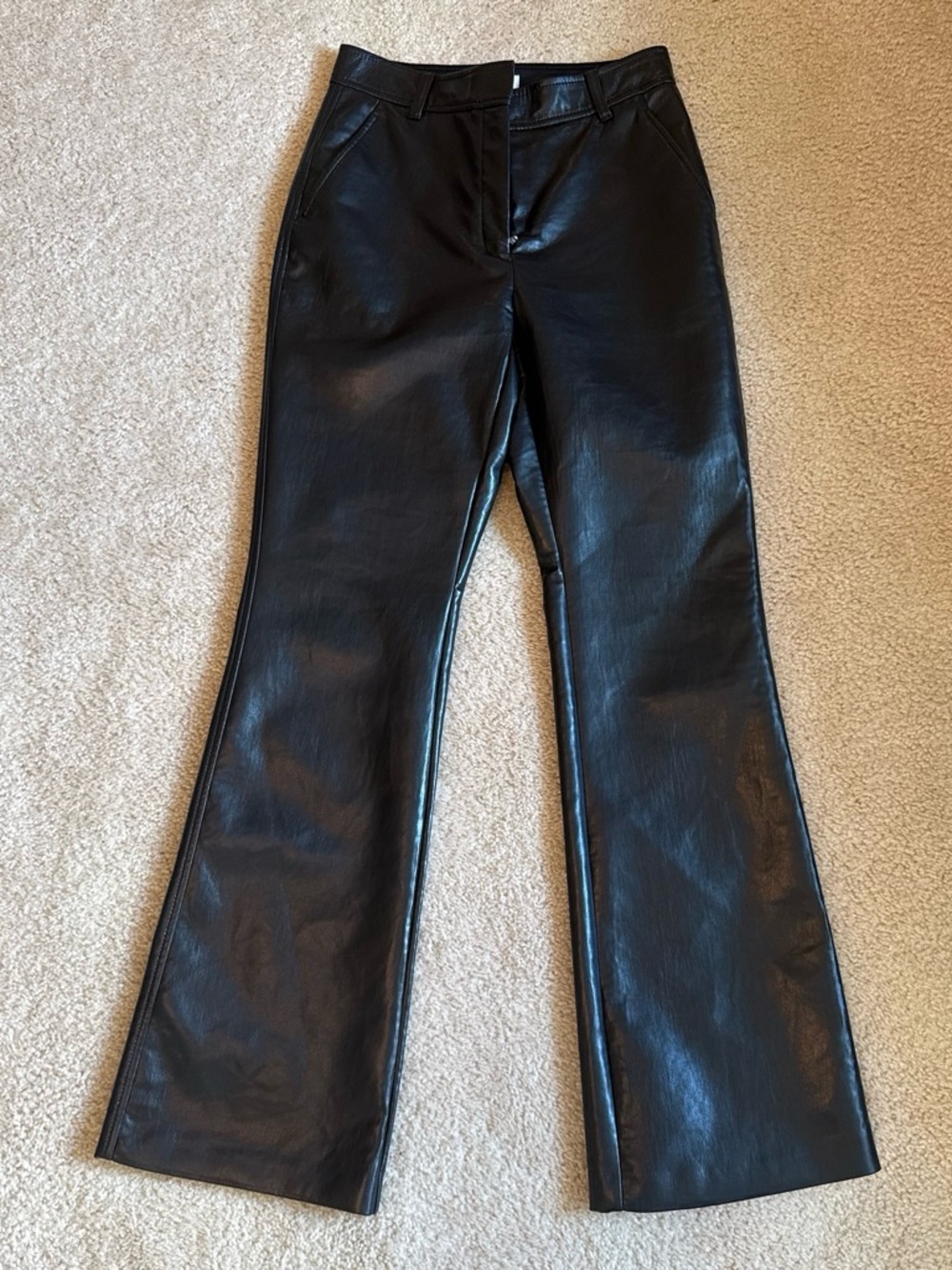 Aritzia Black Vegan Leather Flare Pants